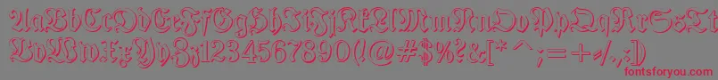 フォントTypographerfrakturShadow – 赤い文字の灰色の背景