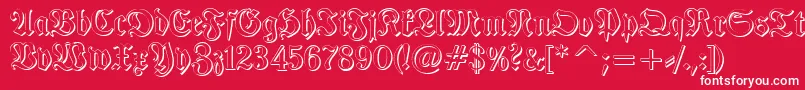 Fonte TypographerfrakturShadow – fontes brancas em um fundo vermelho