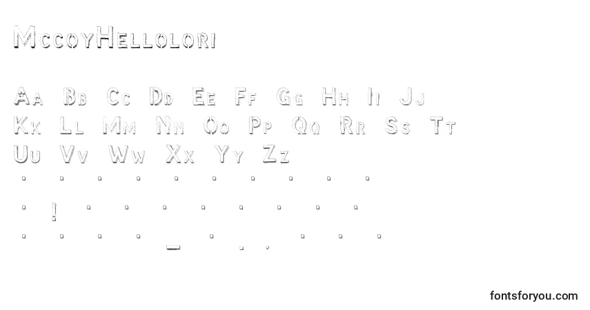 Schriftart MccoyHellolori – Alphabet, Zahlen, spezielle Symbole