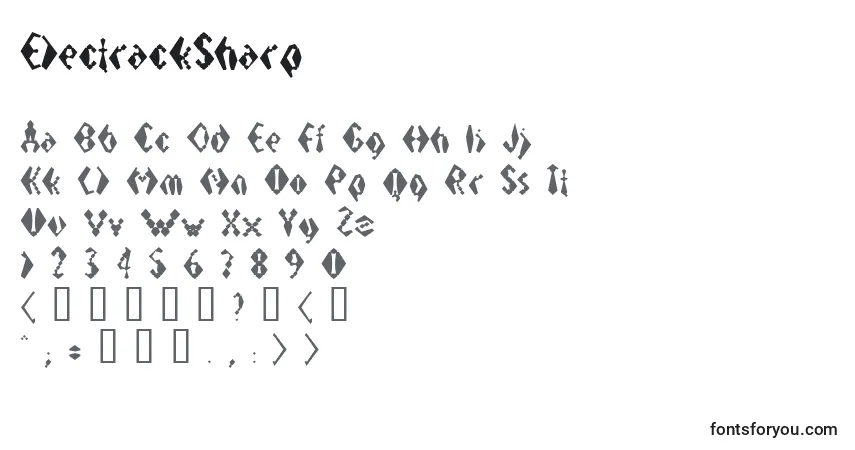 Czcionka ElectrackSharp – alfabet, cyfry, specjalne znaki