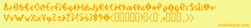 フォントElectrackSharp – オレンジの文字が黄色の背景にあります。