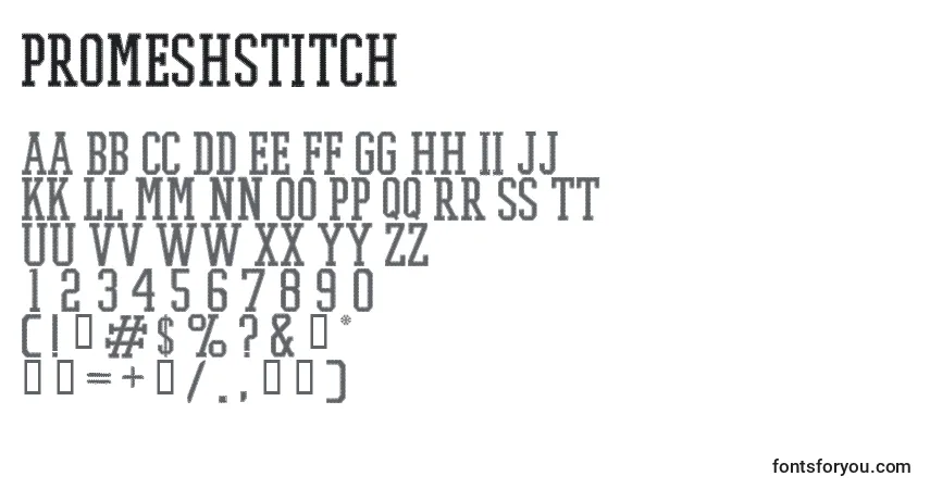 Schriftart Promeshstitch – Alphabet, Zahlen, spezielle Symbole