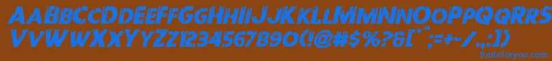 フォントRedundeadital – 茶色の背景に青い文字
