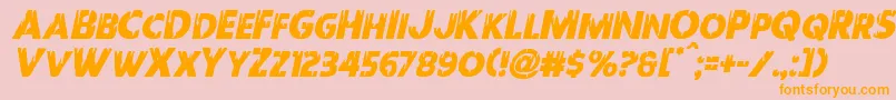 フォントRedundeadital – オレンジの文字がピンクの背景にあります。