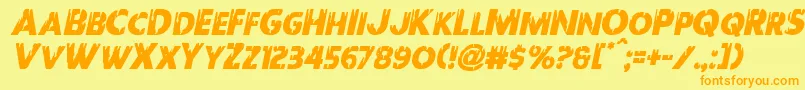 Redundeadital-Schriftart – Orangefarbene Schriften auf gelbem Hintergrund