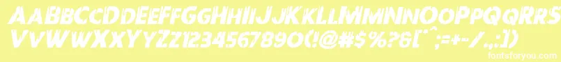 Шрифт Redundeadital – белые шрифты на жёлтом фоне
