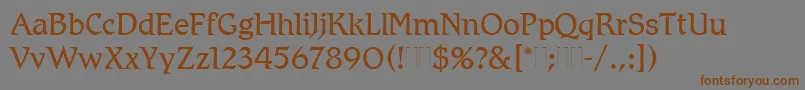 フォントRomicLightPlain – 茶色の文字が灰色の背景にあります。