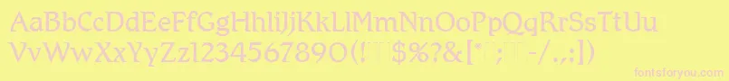 RomicLightPlain Font – Pink Fonts on Yellow Background