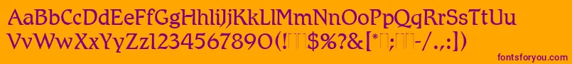 RomicLightPlain-fontti – violetit fontit oranssilla taustalla
