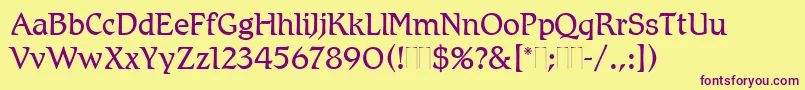 RomicLightPlain Font – Purple Fonts on Yellow Background