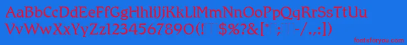 RomicLightPlain-Schriftart – Rote Schriften auf blauem Hintergrund