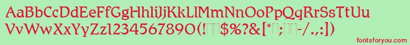 RomicLightPlain Font – Red Fonts on Green Background