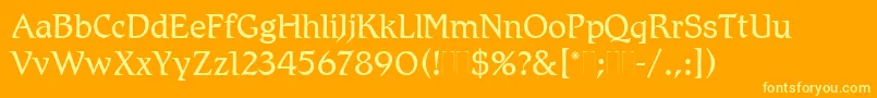 RomicLightPlain-Schriftart – Gelbe Schriften auf orangefarbenem Hintergrund