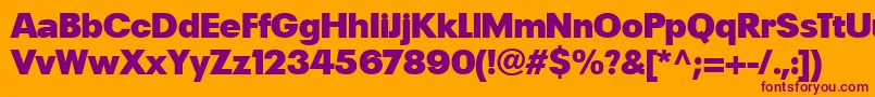 Czcionka PlakLtBlack – fioletowe czcionki na pomarańczowym tle