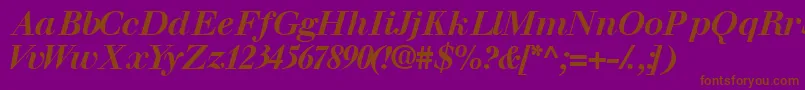 Walbaumssk ffy-Schriftart – Braune Schriften auf violettem Hintergrund