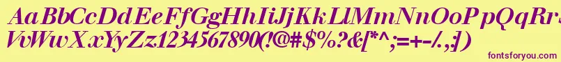 Walbaumssk ffy Font – Purple Fonts on Yellow Background