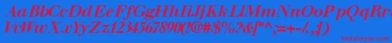 Walbaumssk ffy-Schriftart – Rote Schriften auf blauem Hintergrund