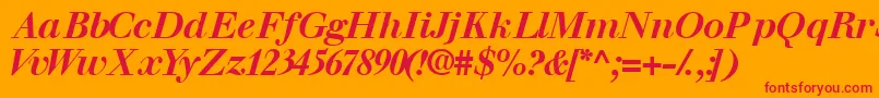 フォントWalbaumssk ffy – オレンジの背景に赤い文字