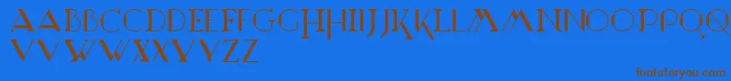 フォントMarchesa – 茶色の文字が青い背景にあります。