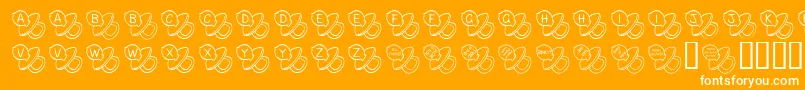 FlBinky-Schriftart – Weiße Schriften auf orangefarbenem Hintergrund