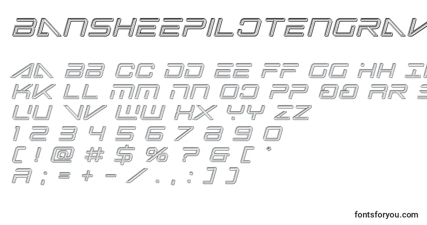 Czcionka Bansheepilotengraveital – alfabet, cyfry, specjalne znaki