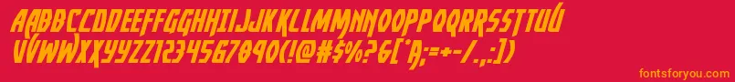 Yankeeclipperexpandital-Schriftart – Orangefarbene Schriften auf rotem Hintergrund