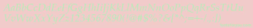 PalatinoCeItalic Font – Green Fonts on Pink Background