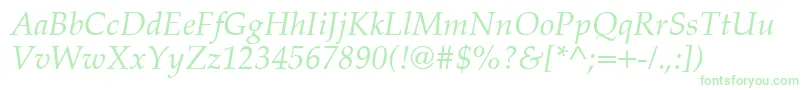 PalatinoCeItalic Font – Green Fonts on White Background