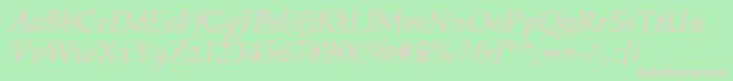 PalatinoCeItalic Font – Pink Fonts on Green Background