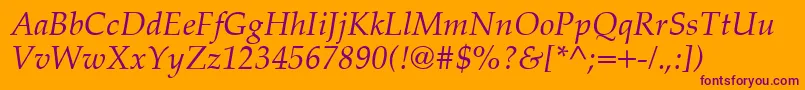 PalatinoCeItalic Font – Purple Fonts on Orange Background