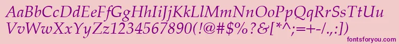 PalatinoCeItalic Font – Purple Fonts on Pink Background