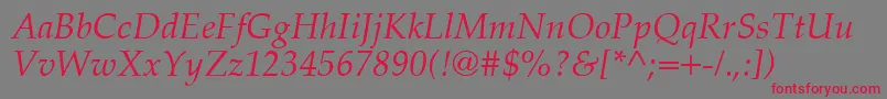 フォントPalatinoCeItalic – 赤い文字の灰色の背景