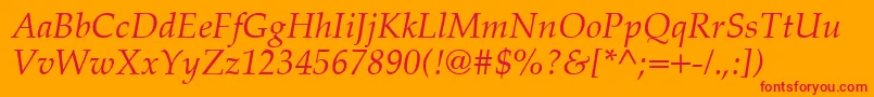 PalatinoCeItalic Font – Red Fonts on Orange Background