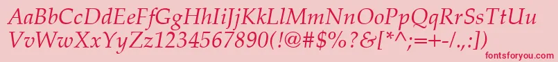 PalatinoCeItalic Font – Red Fonts on Pink Background