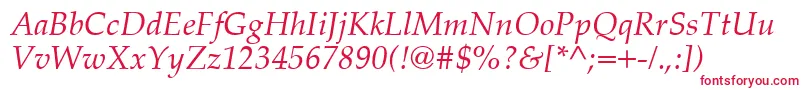 PalatinoCeItalic Font – Red Fonts on White Background