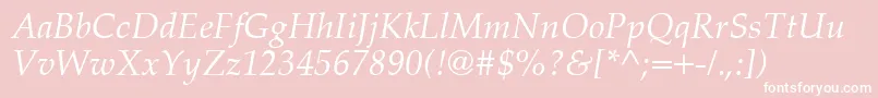 PalatinoCeItalic Font – White Fonts on Pink Background