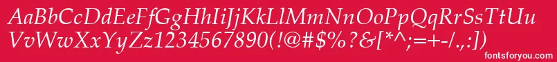 Шрифт PalatinoCeItalic – белые шрифты на красном фоне