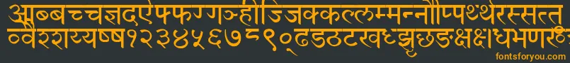 フォントDevanagariNormal – 黒い背景にオレンジの文字