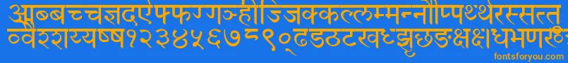 フォントDevanagariNormal – オレンジ色の文字が青い背景にあります。