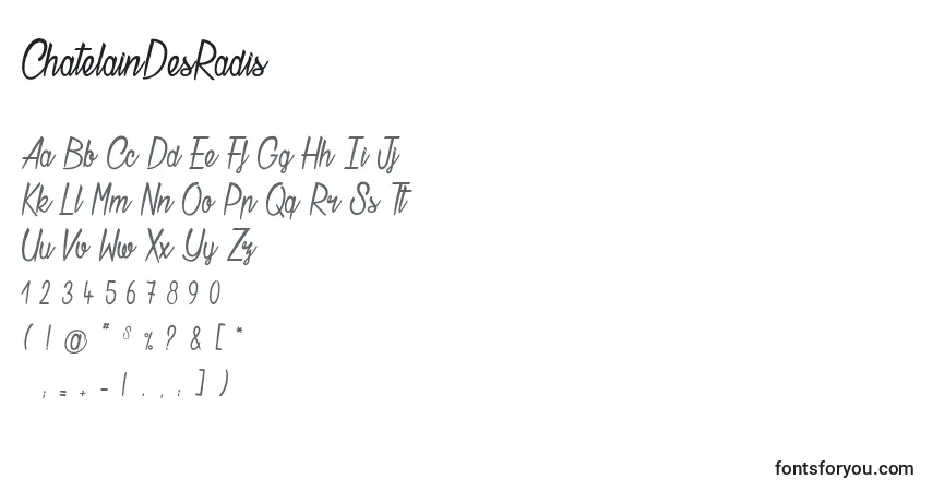 Schriftart ChatelainDesRadis – Alphabet, Zahlen, spezielle Symbole
