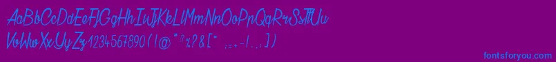 ChatelainDesRadis-Schriftart – Blaue Schriften auf violettem Hintergrund