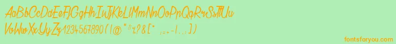 ChatelainDesRadis-Schriftart – Orangefarbene Schriften auf grünem Hintergrund