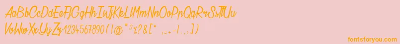 ChatelainDesRadis-Schriftart – Orangefarbene Schriften auf rosa Hintergrund