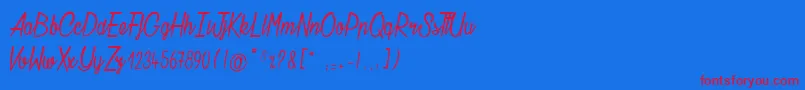 ChatelainDesRadis Font – Red Fonts on Blue Background