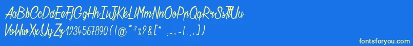 ChatelainDesRadis Font – Yellow Fonts on Blue Background