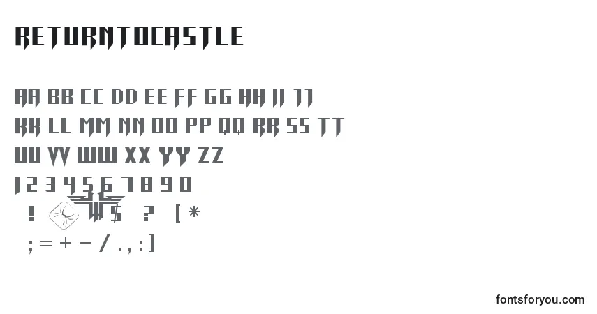 A fonte ReturnToCastle – alfabeto, números, caracteres especiais