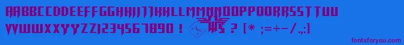 ReturnToCastle-Schriftart – Violette Schriften auf blauem Hintergrund