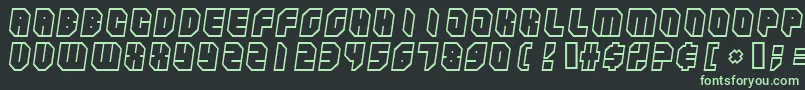 Zipperbluesoutline-Schriftart – Grüne Schriften auf schwarzem Hintergrund