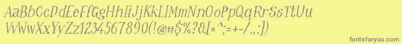 フォントRuffiano18 – 黄色の背景に灰色の文字