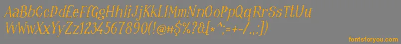 フォントRuffiano18 – オレンジの文字は灰色の背景にあります。